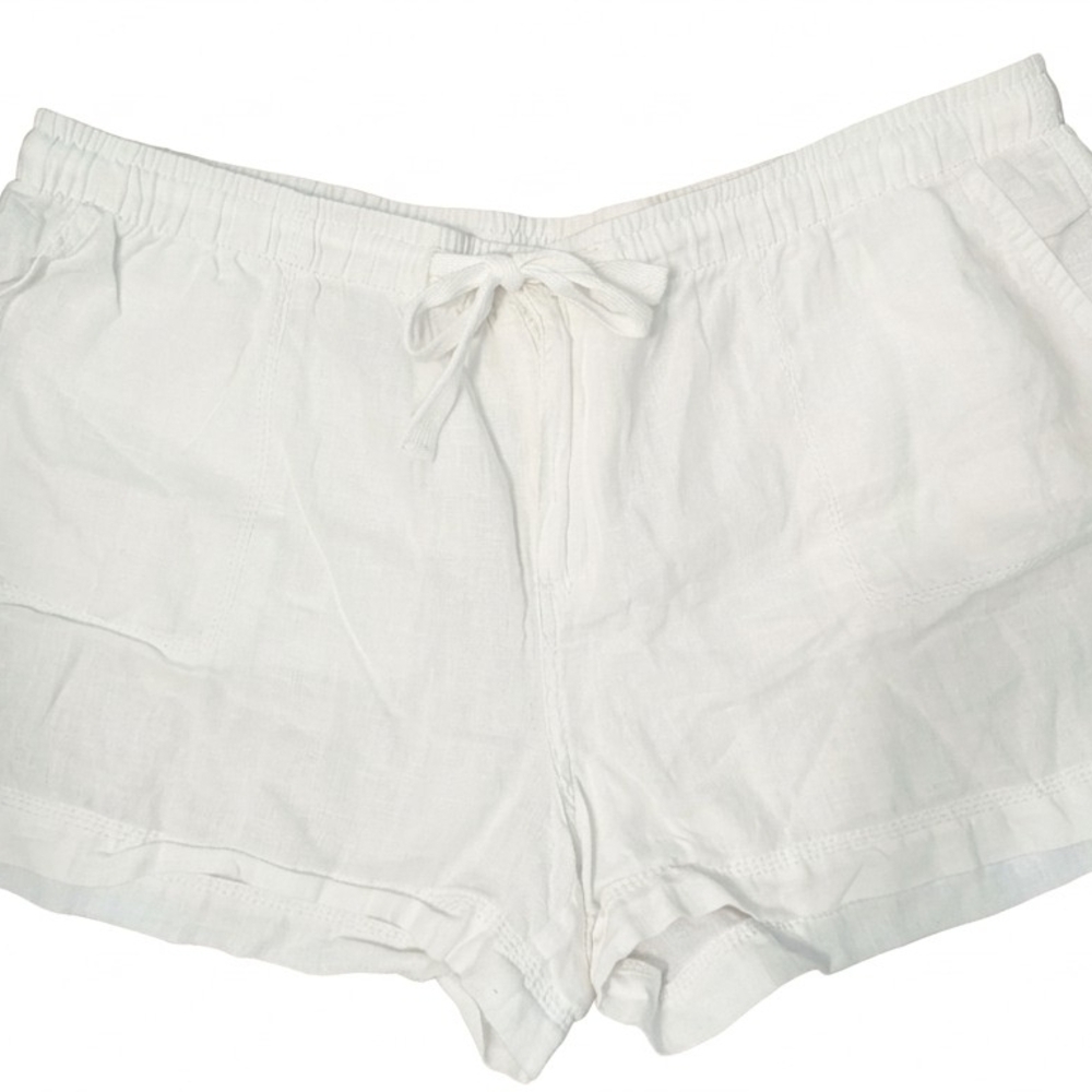 STYLUS 100% Linen White Shorts Women’s XL Boho Coastal Vacation High Rise